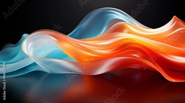 Fototapeta Abstract orange curved shape on a white background, designed for motion graphics animation. This fluid and captivating vector illustration with negative space for a minimalist and unique aesthetic