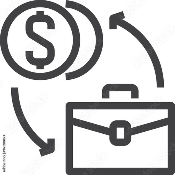 Obraz Simple vector income from busines outline icon on white background