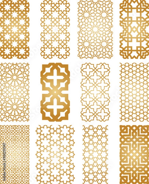 Fototapeta Oriental seamless vector patterns set. Arabic geometric ornament for background

