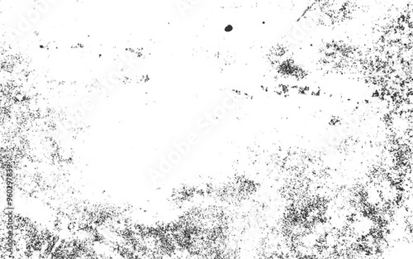 Fototapeta Grunge halftone gradient background distressed black texture. Dark grainy texture on white dust overlay textured. Grain noise particles. Rusted anime or manga style comic vector graphic illustration.