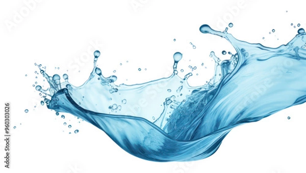 Obraz PNG  Dynamic blue water splash illustration