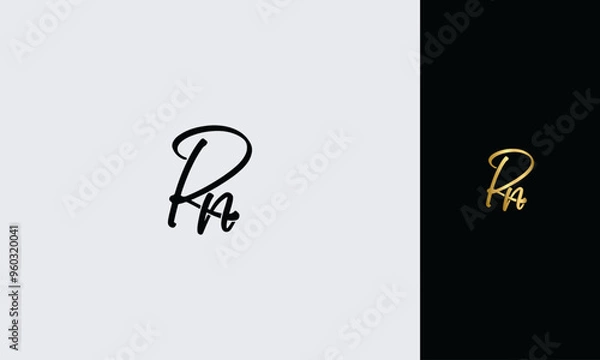 Fototapeta Initial letter RN luxury golden color,overlapping Shape Signature Monogram elegant monogram logo
