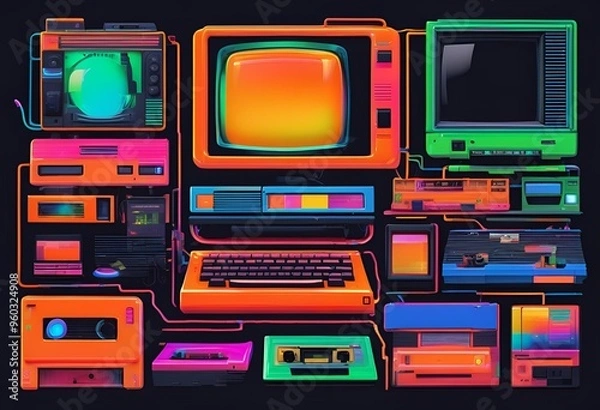 Obraz Pixelated Neon Tech