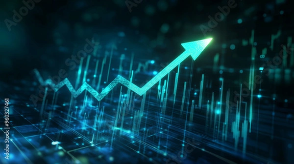 Obraz 右肩上がりのグラフ