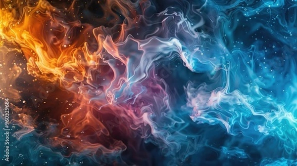 Fototapeta Colorful abstract smoke swirls create a mesmerizing blend, perfect for backgrounds or artistic projects.