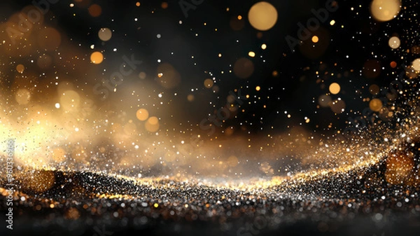 Fototapeta abstract glittery background with golden bokeh