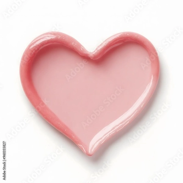 Fototapeta A heart-shaped form created with smooth, pink cream on a soft pastel background. The glossy texture evokes feelings of love, beauty, and skincare, symbolizing care, softness, and romance. Ideal for be