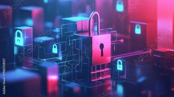 Fototapeta Cybersecurity Defenses Protecting a Network of Devices - Secure Systems and Data Privacy