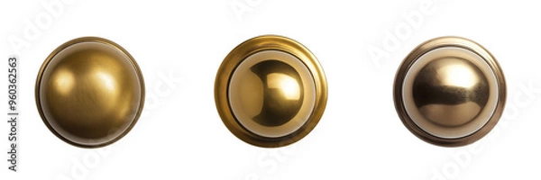 Obraz A vintage brass door knob with a polished finish isolated on transparent background 