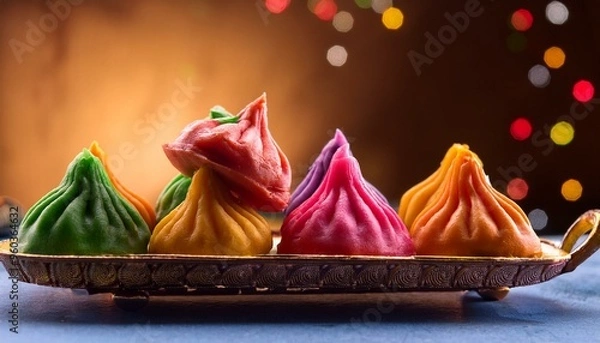 Obraz Ganesh Chaturthi Festival. Colorful Modaks Indian sweet dumpling
