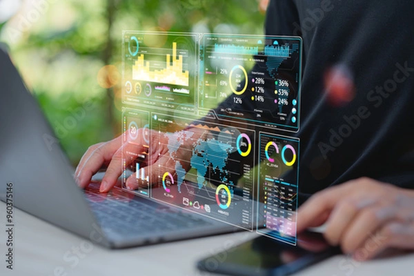 Fototapeta Explore how data analytics transforms decision-making processes with advanced visualization tools. interactive dashboards aiding businesses in understanding and leveraging their data effectively