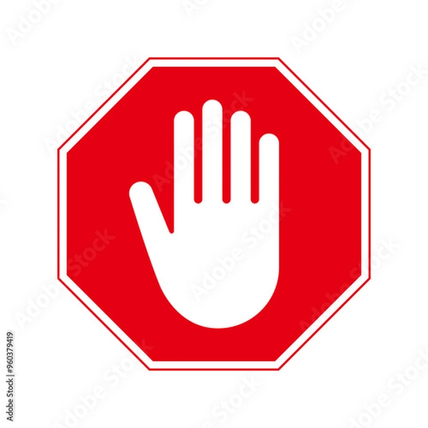 Obraz Red stop sign with hand