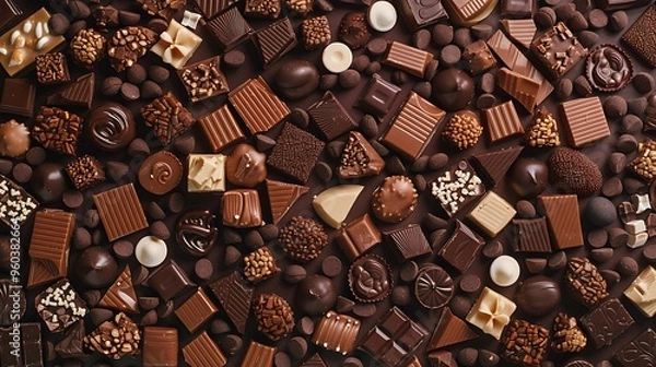 Fototapeta Backdrop of chocolate candy different sweetness and different taste
