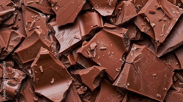 Fototapeta Backdrop texture of a broken chocolate bar
