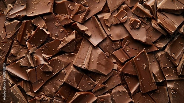 Fototapeta Backdrop texture of a broken chocolate bar