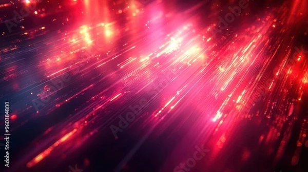 Fototapeta ethereal gradient interplay of crimson and onyx forming intricate light patterns sleek metal textures merge with soft tech elements creating a modern diagonal composition against a dark backdrop