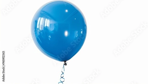 Fototapeta Serene Blue Balloon Floating in Solitude on a Blank Canvas