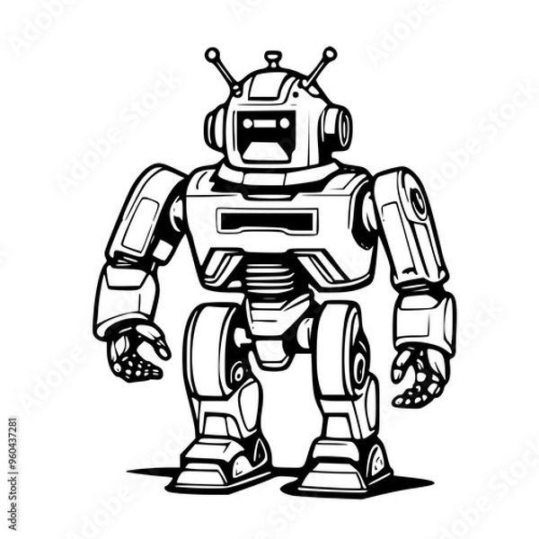 Obraz black and white robot