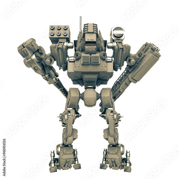 Fototapeta combat machine is standing by rear view