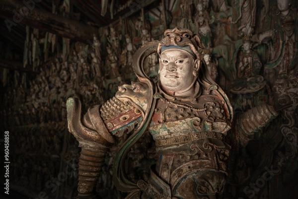 Fototapeta Exquisite Statue of Shuanglin Temple in Pingyao, Shanxi, China