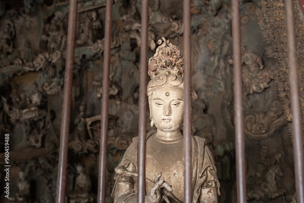 Fototapeta Exquisite Statue of Shuanglin Temple in Pingyao, Shanxi, China
