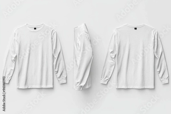 Fototapeta White Long Sleeve Tshirt Mockup Isolated created with Generative AI