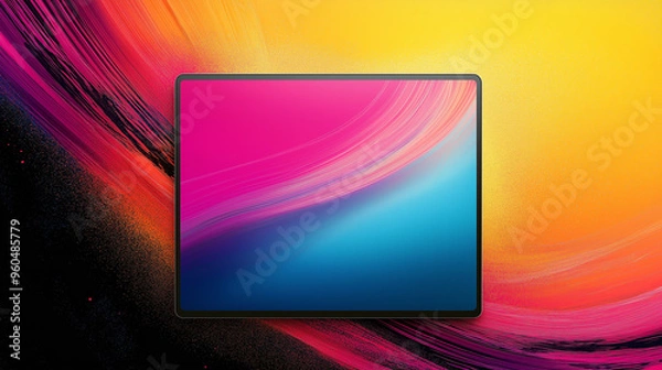 Fototapeta Tablet on bright abstract background