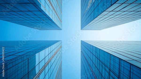 Fototapeta Modern Skyscrapers: A View from Below