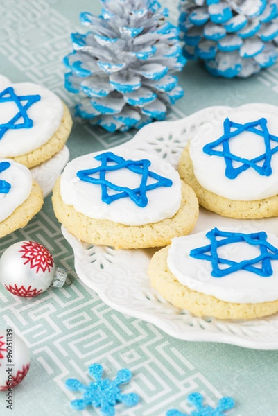 Obraz Cookies decorated for Hanukkah.