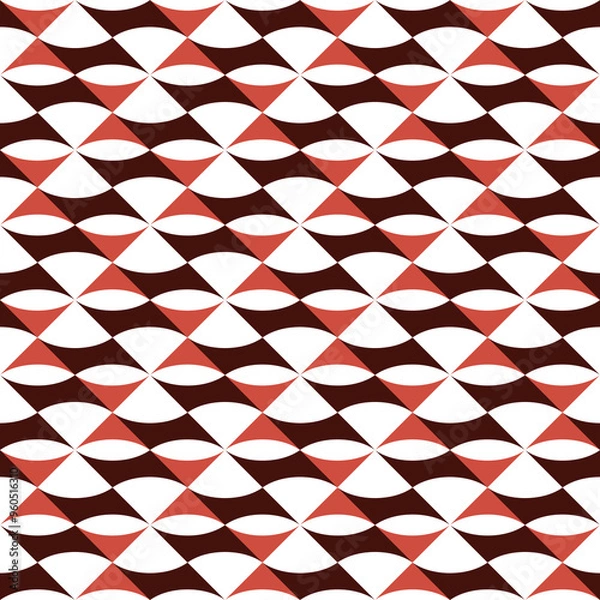 Fototapeta Seamless pattern with geometric motifs in three colors