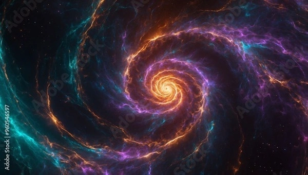 Fototapeta Whirling colorful cosmic spiral resembling a galaxy in deep space