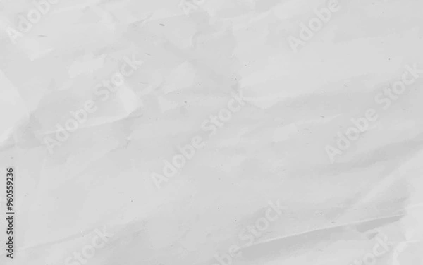 Fototapeta White crumpled craft paper texture as background. Light grey paper texture, Old vintage page or grunge vignette of old newspaper. Pattern rough art creased grunge letter with copy space for text.