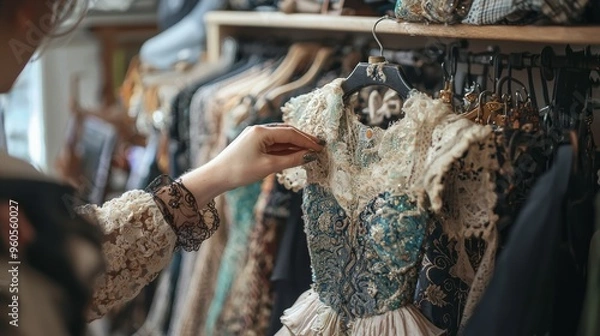 Fototapeta Creative Fashion Upcycling in a Studio Filled with Inspirations - Vintage Dress Makeover