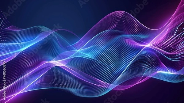 Obraz Abstract Digital Wave with Glowing Lines