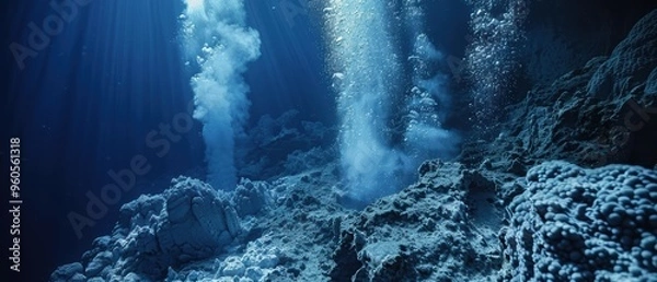 Fototapeta Subaquatic Volcanic Vent: Bubbling Depths of Underwater Geological Activity