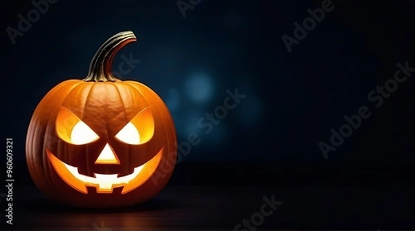 Fototapeta halloween concept banner featuring glowing dark background space text