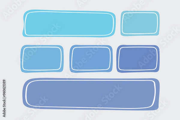 Fototapeta Blue doodle tittle frame