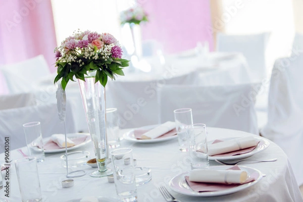 Obraz Beutiful wedding setting with bouquet