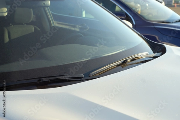 Obraz Windshield wipers white car