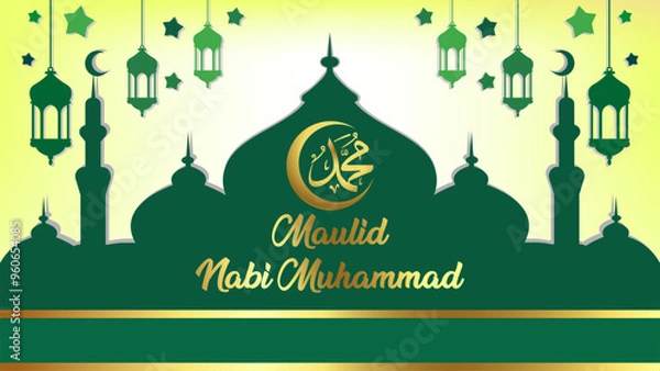 Obraz maulid nabi muhammad islamic background green