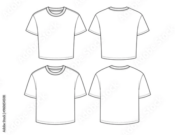 Obraz Women's basic cropped t-shirt ai vector sketch blank