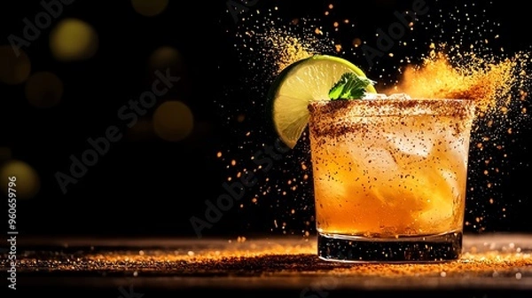 Fototapeta Deconstructed margarita, where the elements of the cocktail are served separately, hails from Mexico