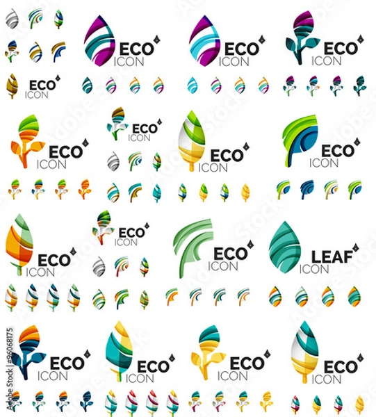 Fototapeta Mega collection of vector green summer concepts - leaves compositions, plants