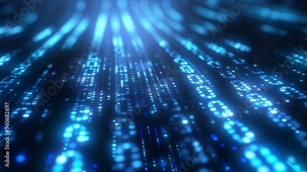 Fototapeta Abstract dark blue digital background. Big data digital code