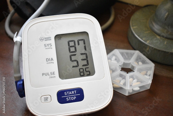 Fototapeta Very Low Blood Pressure Numbers Displayed on an at Home Blood Pressure Machine