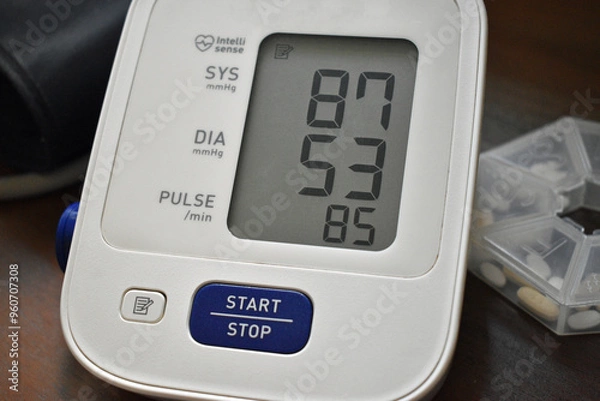 Obraz Very Low Blood Pressure Numbers Displayed on an at Home Blood Pressure Machine