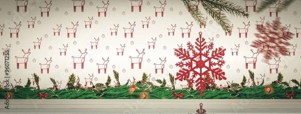 Fototapeta Composite image of decorations on tree