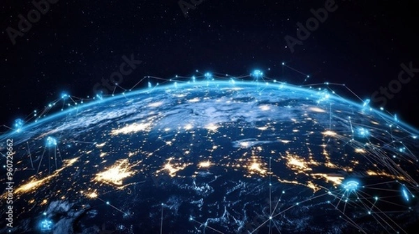 Fototapeta Global Network Connectivity