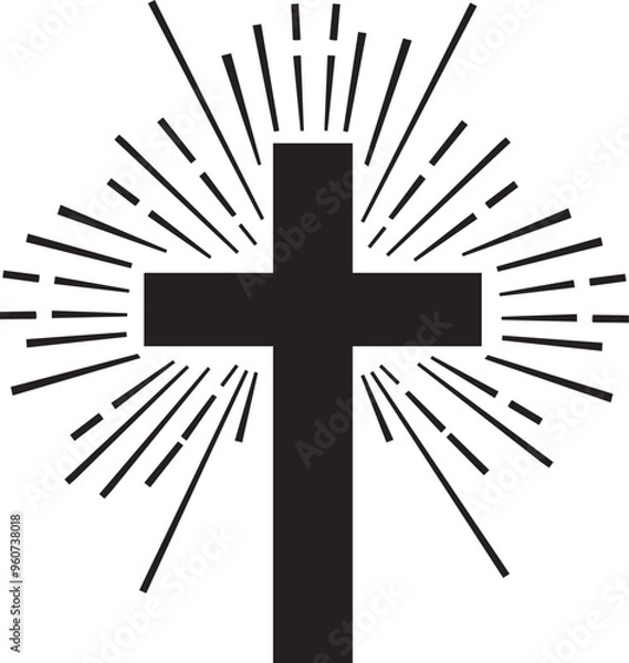 Fototapeta Vector Cross with rays