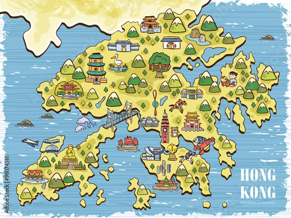 Fototapeta Mapa podróży do Hongkongu